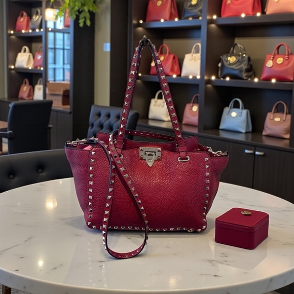 Valentino Garavani Handbags - Valentino Garavani Rockstud Two Way – ORO Red Colorway – With Accessory Set